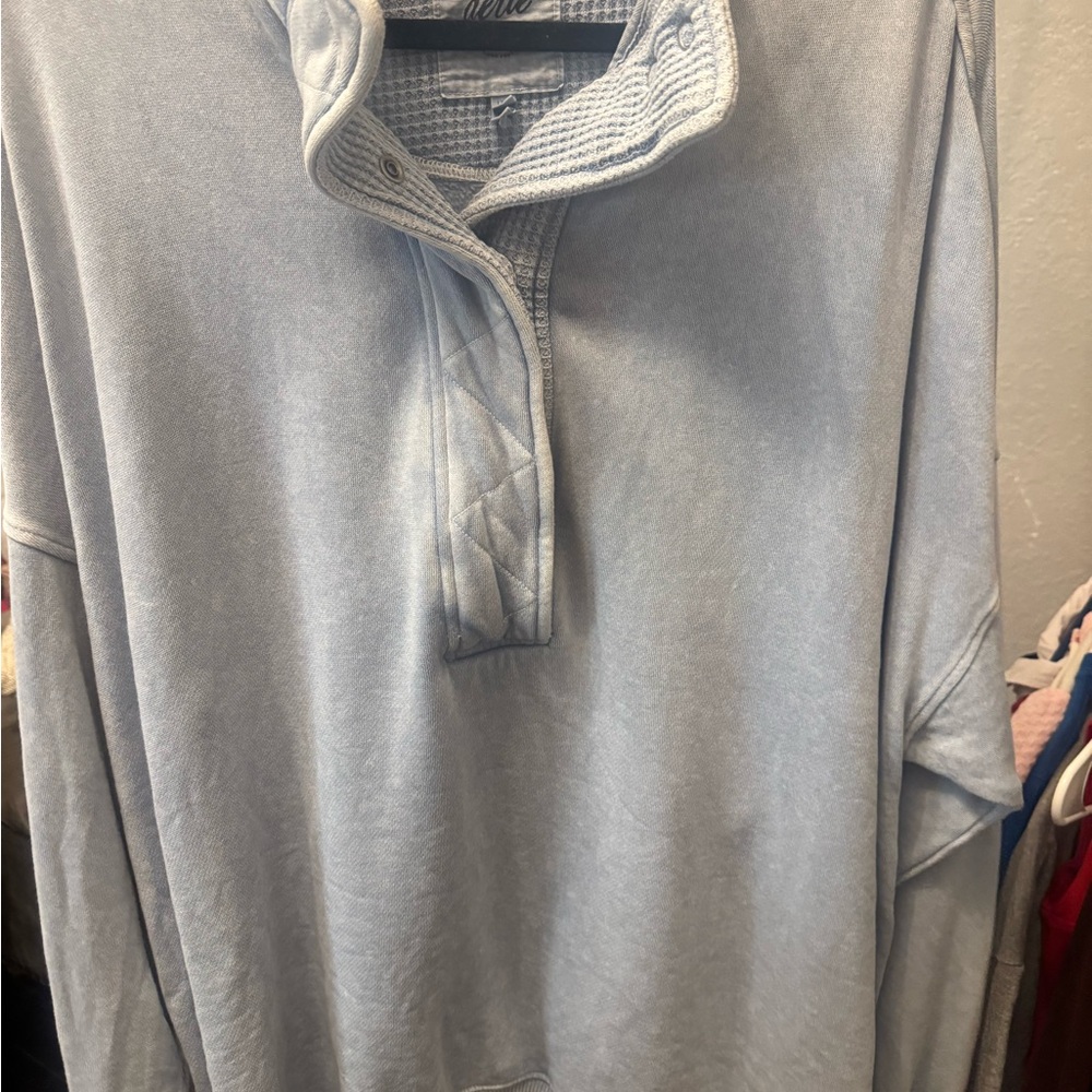 Aerie Waffle Knit Top in Soft Blue